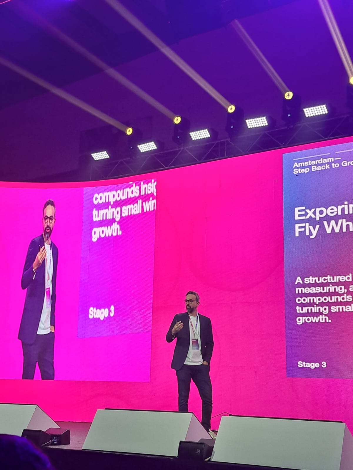 Sohaib on stage at Xpand conference